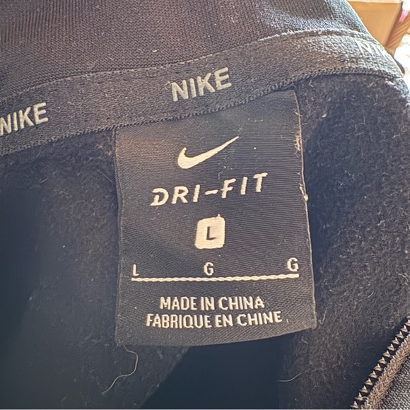 Nike Men's Black Zip-up Hoodie Jacket Dri-Fit Gray Logo Size Large - Picture 9 of 11